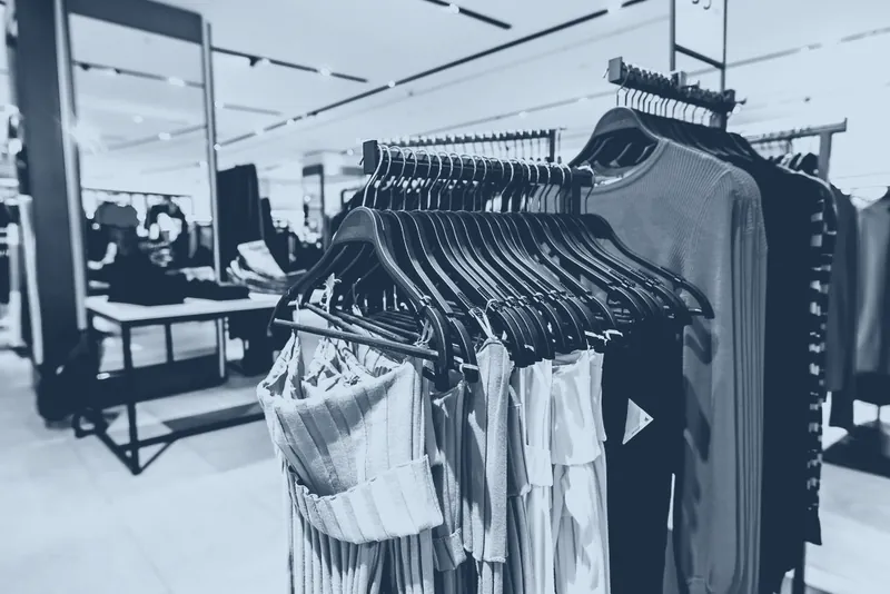 Perchas de ropa en una tienda